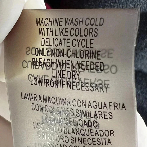 Calvin Klein Women L Black Pink Floral Button-Up Blouse Long Roll Tab Sleeve Top - Picture 14 of 16